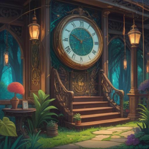 A serene and mystical illustration, symbolic representation of procrastination awareness, ethereal elements, gentle light illuminating a clock, a winding path leading to a distant horizon, soft clouds and a tranquil sky, subtle hints of mindfulness and introspection, harmonious colors blending, 4k