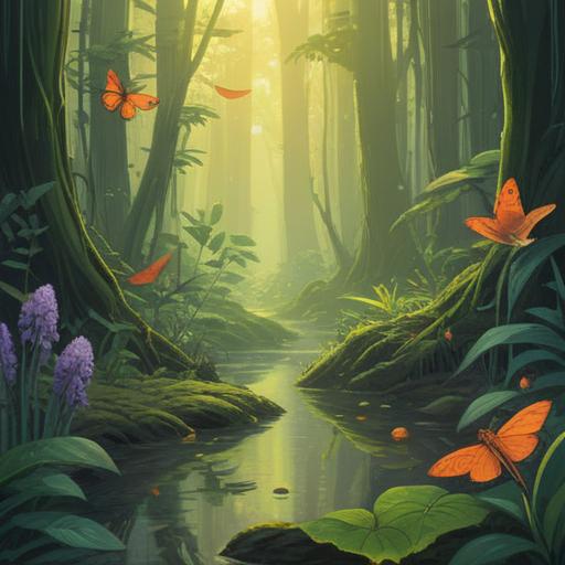 A reflective and introspective scene, capturing the moment after discovering a cicada's shell, a serene garden setting, soft sunlight filtering through leaves, a feeling of transformation and acceptance, delicate details in nature, subtle emotions expressed through character's gaze, peaceful atmosphere, 4k