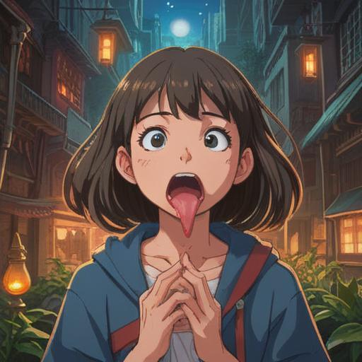 A serene and contemplative illustration depicting the spiritual significance of biting one's tongue, a character in a meditative pose, surrounded by ethereal symbols representing self-restraint and inner thought, soft light illuminating the scene, tranquil colors, a gentle flow of energy around, mystical elements like floating orbs or wisps, soothing atmosphere, deep connection to self-awareness, 4k