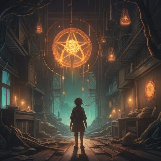 A dramatic scene depicting a life-or-death crisis, bright glowing light emerging from the darkness, ethereal symbols representing hope and spiritual guidance, a figure in a moment of realization, contrasting shadows and light, an underlying sense of resilience and transformation, mystical atmosphere, 4k