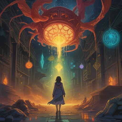 A dramatic scene depicting a person in a state of crisis, surrounded by ethereal symbols and signs signifying spiritual awareness, glowing light emanating from above, a sense of urgency and tension, visual metaphors of hope and caution, a blend of realism and surrealism, rich color contrasts, evocative expressions, dynamic composition, 4k