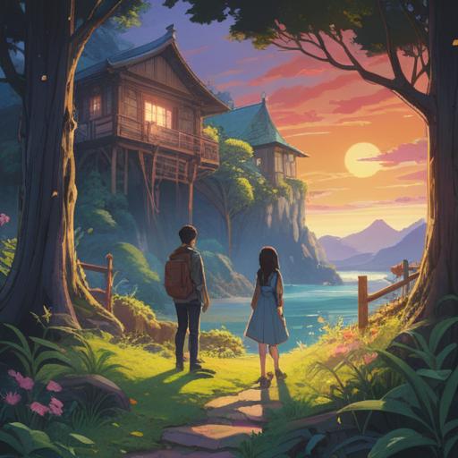 A serene landscape capturing the essence of togetherness, diverse people sharing stories and laughter, surrounded by nature’s beauty, vibrant colors, clear blue sky, lush greenery, warmth of community, peaceful atmosphere, engaging interactions, 4k