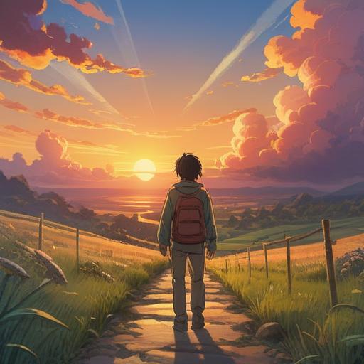 A new beginning symbolizing a turning point in life, sunrise illuminating a path, a person standing at a crossroads, hope and determination in their eyes, vibrant colors, nature surrounding them, butterflies symbolizing transformation, a sense of adventure ahead, 4k