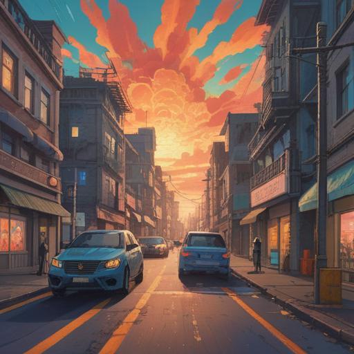 A surreal illustration representing a spiritual sign from a minor traffic accident, ethereal light illuminating the scene, soft, dream-like colors, abstract shapes symbolizing transformation, two vehicles with minimal damage, vibrant aura surrounding them, mystical energies in the air, hopeful atmosphere, nature subtly reclaiming the space, 4k