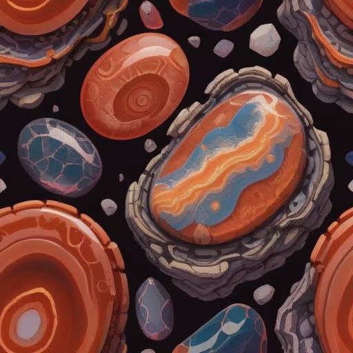 A captivating illustration of red agate symbolizing important spiritual signs, intricate patterns on the stone, mystical aura surrounding it, vibrant red hues, serene natural setting, subtle light effects enhancing the ambiance, a sense of awareness and connection to spirituality, 4k