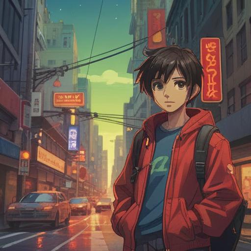 A vivid scene of a person with a puzzled expression, standing at a red traffic light, clutching a lucky charm in their hand, urban setting with cars stopped at the light, bright city colors, convey a sense of anticipation, detailed surroundings with pedestrians and traffic signals, 4k