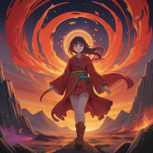 A mystical scene depicting a figure surrounded by a vibrant red aura, radiant energy illuminating the surroundings, symbolic representations of spiritual signs like omens and warnings, a serene yet alert expression on the figure's face, subtly glowing orbs in the background, nature elements like trees and clouds to enhance the spiritual theme, deep contrasts and vivid colors, ethereal atmosphere, 4k