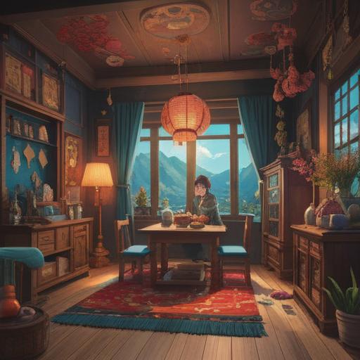 A serene and magical scene depicting a couple surrounded by symbols of good fortune, soft light illuminating a cozy room filled with baby items, a blossoming tree outside the window symbolizing growth and hope, gentle colors, a sense of warmth and love, ethereal atmosphere, harmonious design elements, 4k