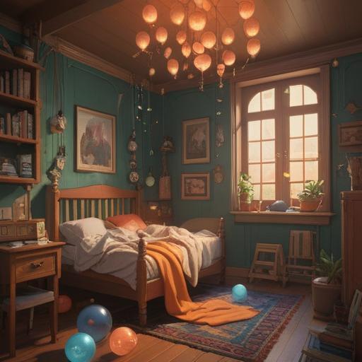 A serene and ethereal scene depicting a peaceful room filled with soft, warm light, a gently sleeping baby surrounded by glowing orbs representing spiritual energy, aromatic flowers emanating a peaceful fragrance, hints of pastel colors, a calm atmosphere filled with love and tranquility, subtle symbols of positivity and blessings, 4k