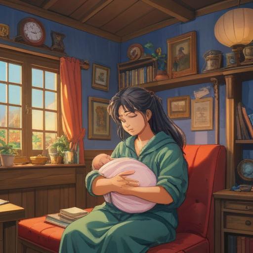 A serene scene depicting a parent cradling their baby, soft natural lighting, a cozy home environment, moments of bonding and interaction, gentle smiles and touches, a warm atmosphere, intimate connection, nurturing gestures, 4k