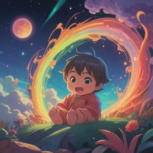 A serene scene depicting a baby surrounded by a glowing aura, soft pastel colors enveloping the space, gentle smiles exchanged between the baby and a guardian figure, ethereal light illuminating the joyful expressions, spiritual symbols subtly integrated into the background, peaceful atmosphere, nurturing energy, 4k