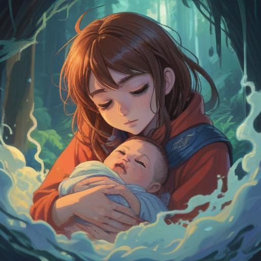 A serene illustration depicting a parent interacting with a baby, subtle signs of spiritual warnings in the background, soft light illuminating the scene, ethereal presence symbolizing caution, gentle expressions on both faces, a calming ambient atmosphere, detailed surroundings to reflect tranquility, 4k