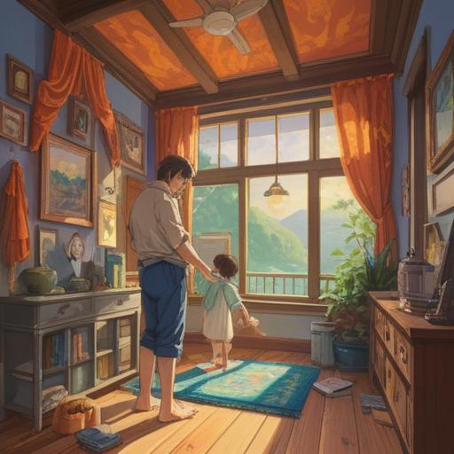 A serene and uplifting illustration depicting a joyful couple preparing to welcome their baby, warm sunlight filtering through the window, symbols of spirituality such as feathers and stars gently surrounding them, a glowing aura representing good signs and positive energy, a cozy room filled with baby items, soft and gentle colors, inviting atmosphere, 4k