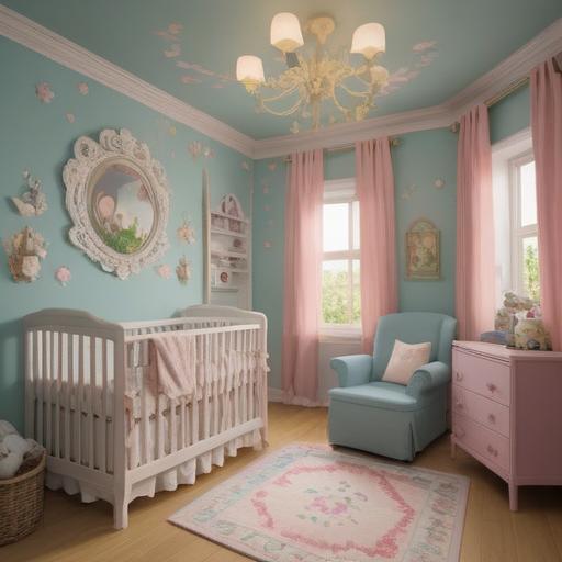 A cozy nursery prepared for a newborn, soft pastel colors, warm lighting, thoughtful baby essentials arranged neatly, gentle patterns on walls, welcoming atmosphere, nurturing environment, loving touches like stuffed animals and blankets, serene and joyful anticipation, 4k