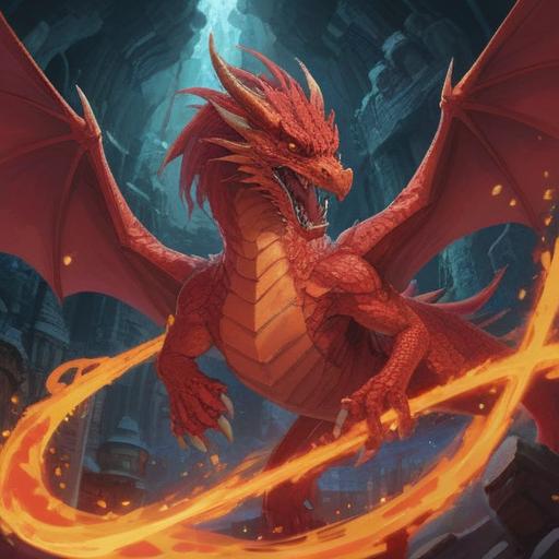 A mystical scene depicting a red dragon delivering a message, ancient scrolls floating in the air, vibrant red scales shimmering, intricate patterns on the dragon’s wings, a serene landscape below, wispy clouds and a glowing sunset, characters in awe, magical atmosphere, enchanting details, 4k