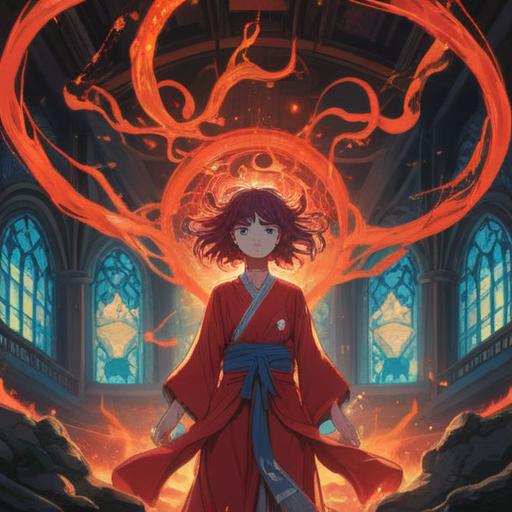 A vivid illustration of a red aura surrounding a serene meditative figure, symbolic light beams radiating from a central point, mystical symbols etched in the background, a sense of urgency conveyed through the vibrant red tones, ethereal elements intertwining with the figure, dreamlike atmosphere, high detail, 4k