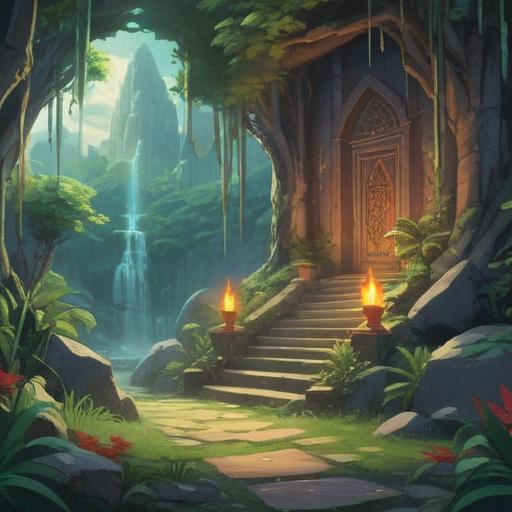 A serene landscape with vibrant crystals, sunlight reflecting off stones, a tranquil energy flowing around them, lush greenery surrounding a crystal altar, gentle breeze swaying the grass, inviting atmosphere, natural harmony, 4k