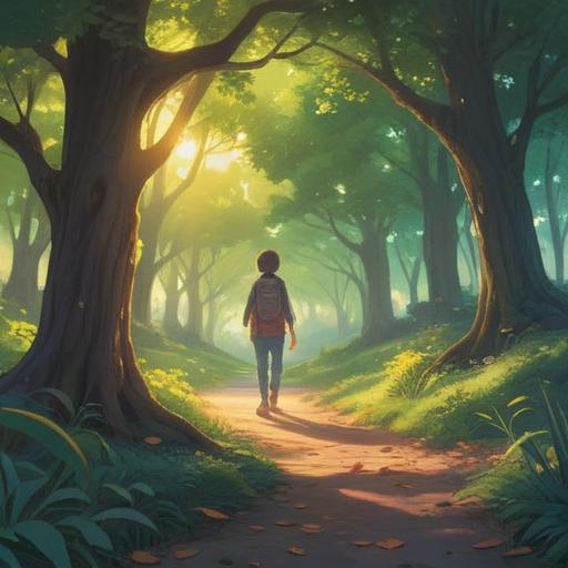 A serene and reflective scene showing a person in a peaceful park meeting an old friend, soft sunlight filtering through the trees, a sense of connection and nostalgia, vibrant colors highlighting emotional warmth, gentle expressions conveying joy and spiritual significance, nature elements symbolizing growth and healing, 4k