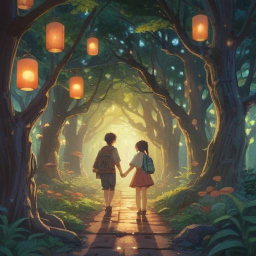 A serene and heartwarming scene depicting a joyful reunion, rich colors to symbolize good fortune, gentle sunlight filtering through trees, two characters embracing with expressions of realization and happiness, lush greenery in the background, soft focus on their surroundings, capturing the moment of newfound awareness, 4k