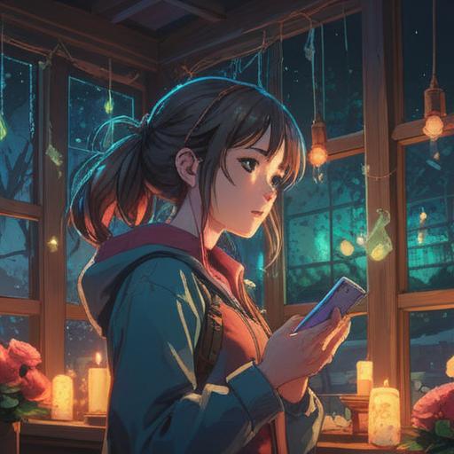 A serene moment depicting a person receiving a thoughtful message from an old lover, ethereal light surrounding the phone, soft glowing aura, symbols of spiritual connection in the air, gentle expressions of surprise and joy, calming background with soothing colors, nature elements incorporated, 4k