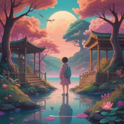 A surreal dreamscape featuring a person recalling their past lover, ethereal imagery, symbolic elements representing nostalgia and longing, gentle pastel colors, floating memories like photographs, a peaceful atmosphere, emotional expression of release and healing, soft light filtering through clouds, dream-like quality, 4k