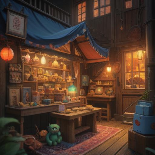 A vibrant still life composition, featuring a lucky charm inspired by childhood memories, nostalgic elements like vintage toys and photos, soft natural lighting, warm colors, a glimpse of an ethereal dreamscape in the background, magical aura, inviting and serene atmosphere, 4k