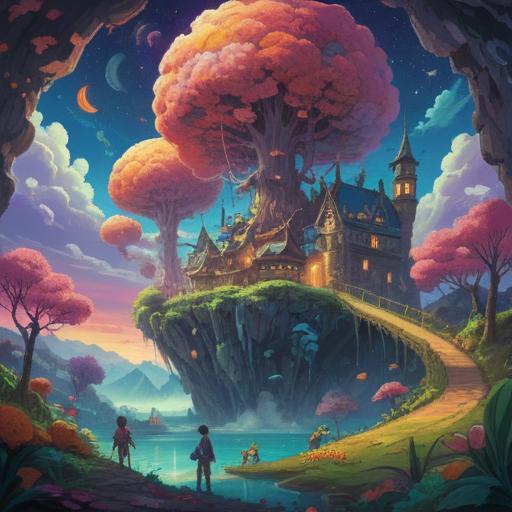 A surreal illustration of a dream world, vibrant colors, floating symbols representing hidden messages, whimsical landscapes, lucky items like a four-leaf clover and a horseshoe, ethereal atmosphere, soft glow, imaginative scenery, 4k