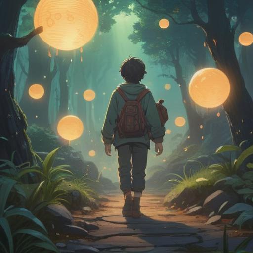 A serene and ethereal scene depicting a person standing on a misty path, surrounded by glowing orbs of light symbolizing memories, soft hues reflecting nostalgia, a subtle spiritual aura emanating from the figure, gentle waves of energy connecting to distant silhouettes of friends, a tranquil forest backdrop, dreamlike atmosphere, spiritual connection, 4k