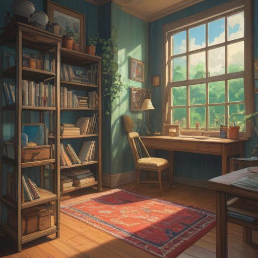 A cheerful scene of receiving a message from an old friend, bright colors, joyful expression, warm sunlight streaming through a window, a nostalgic feeling of connection, a cozy room filled with memories, phone in hand, feeling of excitement and happiness, 4k