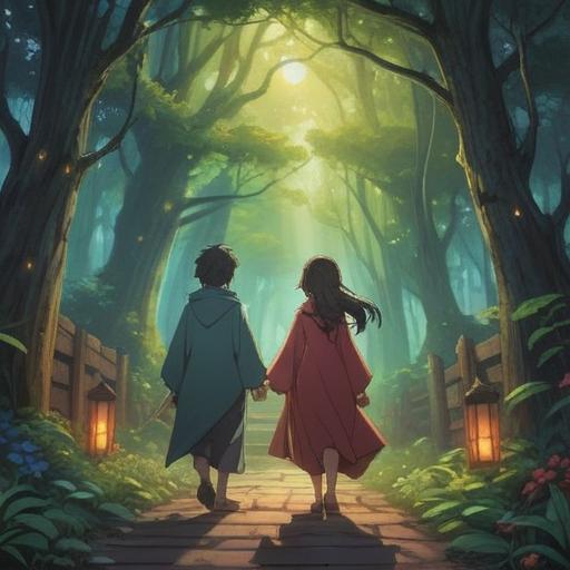 A serene scene depicting a chance encounter with an old acquaintance, ethereal light illuminating the figures, subtle hints of spiritual symbols in the background, a sense of nostalgia and connection, vibrant yet calming colors, a gentle breeze rustling leaves, an aura of mindfulness and awareness, 4k