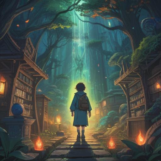 A mystical scene depicting a person resembling my younger self, surrounded by ethereal light, symbolic elements of spirituality, a serene environment, conveying positive energy, lush greenery in the background, gentle flowing river, warm and inviting atmosphere, reflective and introspective mood, 4k