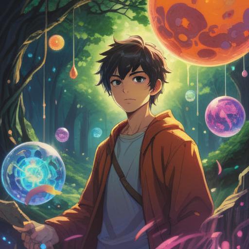 A mystical scene depicting a person surrounded by glowing orbs of energy, vibrant colors, soft ethereal light, representing positive spiritual signs, nature elements like trees and flowers, peaceful expression on the person's face, harmonious atmosphere, dreamlike quality, 4k