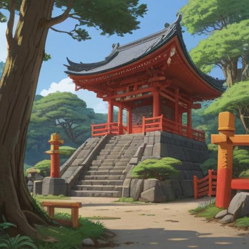 A serene visit to Aoshima Shrine, capturing essential spiritual signs, vibrant nature surrounding the shrine, visitors pondering the spiritual meanings, soft light filtering through trees, sacred atmosphere, intricate details of shrine architecture, tranquil water features, well-defined spiritual elements, 4k