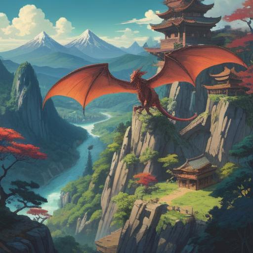 A mystical scene of a dragon soaring over the landscapes of Aomori Prefecture, vibrant forests and mountains in the background, a serene lake reflecting the dragon, ethereal light illuminating the sky, symbols of spirituality and good fortune surrounding the dragon, traditional Japanese elements integrated, peaceful atmosphere, 4k