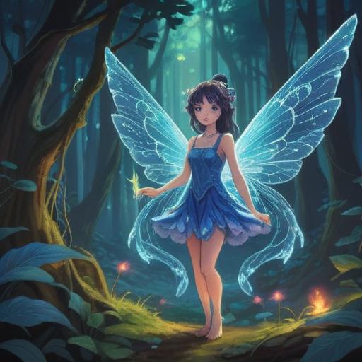 A blue fairy warning about spiritual signs to watch out for, mystical forest setting, ethereal glow around the fairy, delicate wings shimmering, intricate details on the fairy's attire, surrounding plants illuminated with soft light, a sense of wonder, cautionary tone, dreamlike atmosphere, 4k