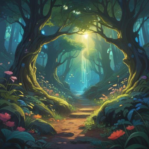 A serene fantasy scene, a magical forest glade, vibrant blue fairy energy swirling in the air, illuminated by gentle sunlight, lush green foliage, sparkling flowers, enchanted atmosphere, a sense of peace and luck, whimsical details, ethereal creatures, 4k