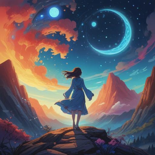 A mystical illustration capturing the spiritual significance of blue dots, ethereal glow, celestial background, abstract representation of energy, calming and harmonious colors, deep connection with the universe, enigmatic symbolism, serene atmosphere, 4k