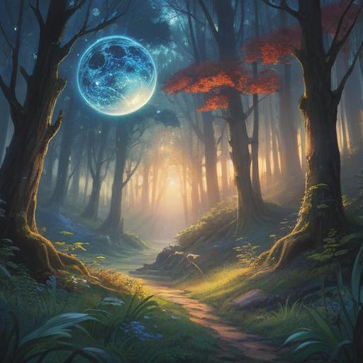 A serene scene featuring a glowing blue orb radiating vibrant light, surrounded by a tranquil forest setting, ethereal mist drifting through the trees, gentle rays of sunlight breaking through the canopy, symbolizing positive energy and spiritual guidance, lush greenery, soft focus elements, harmonious atmosphere, intricate details on the orb, 4k
