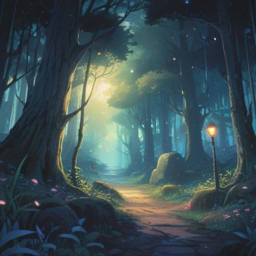 A serene scene depicting a mystical forest at twilight, ethereal blue light shimmering through the trees, soft glow illuminating the surroundings, characters gazing in awe at the spiritual phenomenon, deep connection with nature, symbols of guidance subtly integrated into the environment, harmonious and tranquil atmosphere, rich textures and colors, enchanting and otherworldly feel, spiritual awakening, 4k