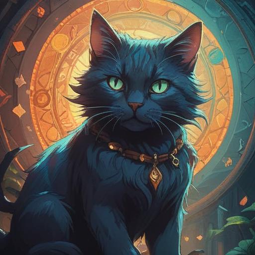 A blue-eyed cat appearing, symbolizing spiritual awareness, mysterious aura, ancient wisdom, serene atmosphere, deep connection with the universe, introspective moment, gentle surroundings, nature elements, soft sunlight filtering through trees, 4k