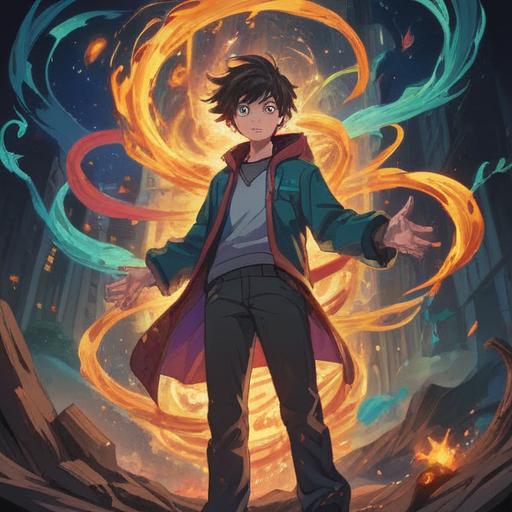 A vibrant scene depicting a person with a strong presence, surrounded by swirling energy and light, an aura of confidence and charisma, deep emotional connections represented by colorful waves, a mystical backdrop of stars and galaxies, the essence of spirituality and self-expression, enlightening atmosphere, engaging character design, 4k