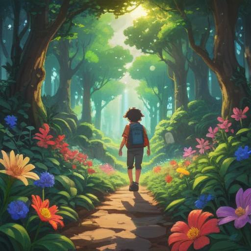 A vibrant and uplifting scene depicting a person shouting joyfully in a serene landscape, filled with colorful flowers and lush greenery, sunlight streaming down, a spirit-like figure emerging from the person's voice, symbolizing positive energy and spiritual guidance, harmonious atmosphere, ethereal presence, clear blue sky, 4k