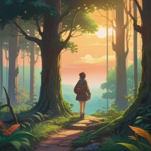 A serene scene depicting a person in deep contemplation, surrounded by nature, soft sunlight filtering through trees, gentle breeze rustling leaves, symbolic imagery of whispers in the wind, ethereal aura, reflective mood, subtle signs from the universe, calming color palette, spiritual awakening, 4k