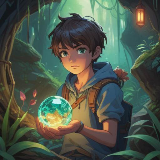 A serene illustration of a small, delicate person holding a beautiful power stone, gentle light illuminating the stone, surrounded by a tranquil natural setting, soft colors blending harmoniously, a sense of calm and hope, symbols of luck and fortune subtly integrated into the background, 4k
