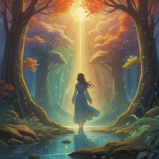 A serene illustration depicting the concept of spiritual signs when one's voice becomes higher, ethereal light surrounding a figure, visual metaphors for intuition and awareness, symbols like butterflies and feathers floating in the air, tranquil landscape with soft colors and gentle curves, evocative and introspective atmosphere, 4k