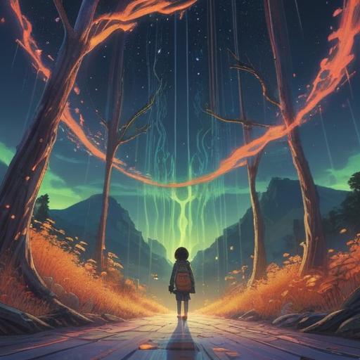 A serene illustration of a person with a captivating voice, surrounded by ethereal light, symbolic representations of sound waves, a tranquil landscape with soft hills and flowing rivers, vibrant colors that evoke a sense of peace, celestial motifs in the background, deep connection to spirituality, 4k