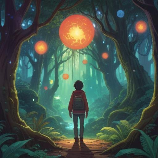 A bright and serene landscape featuring a person with a resonant voice, standing in a lush forest, surrounded by mystical orbs of light symbolizing spiritual messages, gentle breeze rustling through leaves, ethereal glow illuminating the scene, harmonious connection between nature and self, tranquility and awareness, 4k