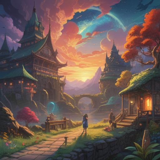 A radiant scene depicting the moment of realization between the spiritual world and the psyche, featuring a vibrant aura emanating from a mystical object, surrounded by ethereal light, colorful symbols representing spiritual insights, a serene landscape filled with floating orbs and lush greenery, a sense of enlightenment and harmony, 4k