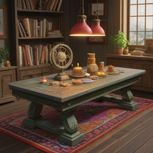 A collection of unique and inspiring items, each symbolizing a new realization, placed on a beautifully arranged wooden table, soft light illuminating the scene, vibrant colors, intricate details of each item, an aura of curiosity and discovery, inviting atmosphere, beautifully crafted accessories and tools, perfect harmony of creativity and wisdom, 4k