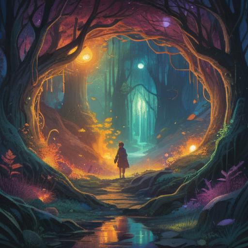 A spiritual encounter with someone you find repulsive, symbolic representation of emotional boundaries, contrasting energies, ethereal light, deep connection and disconnection, visual metaphor for personal growth and healing, serene yet intense atmosphere, whimsical elements, detailed expressions and body language, 4k